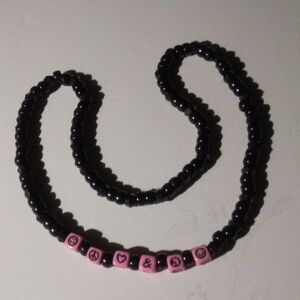Artisan Black and Pink Beaded Necklace